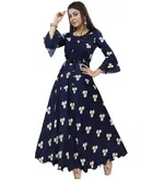 Three Quarter Sleeves Gown for Girls (Navy Blue, 2-3 Years)