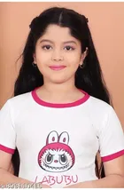 Cotton Blend Round Neck T-Shirt and Shorts Set for Girls 