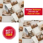 Vinyl Wallpaper for Kitchen Wall (Multicolor, 100x40 cm) (Pack of 3)