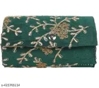 Synthetic Clutch for Women (Green)