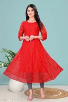 Net Kurti for Women,  Red  