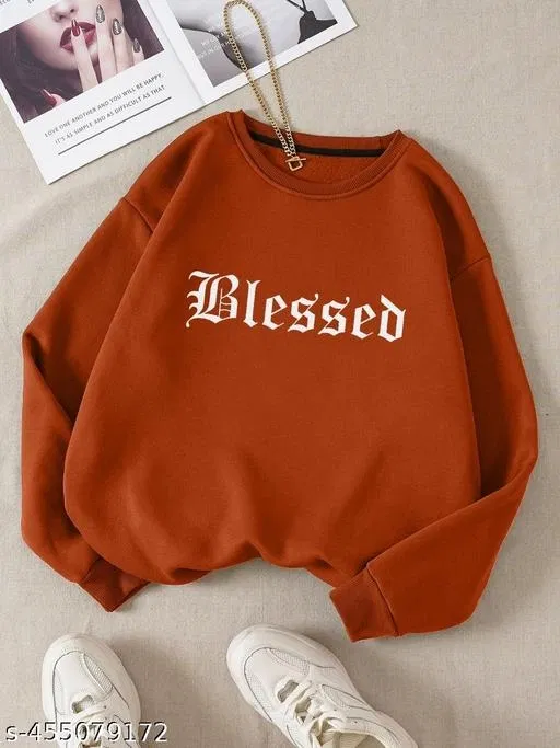 Fleece Sweatshirt for Women, Brown (M)