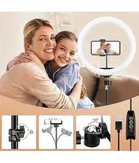TecSox 10 Inch 3 color Mode Led Ring Light with 7 Feet Tripod Stand for Mobile Phones & Camera, Suitable for Vloggers Photo & Video Shoot, Makeup and More, Pack of 1