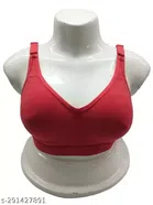 Cotton Solid Bra for Women (Red, 32)