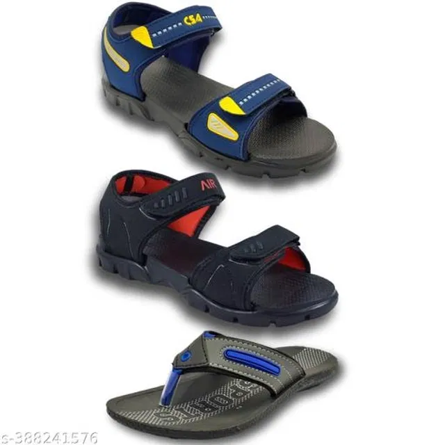 Sandals with Flipflop for Men (Multicolor, 6) (Pack of 3)