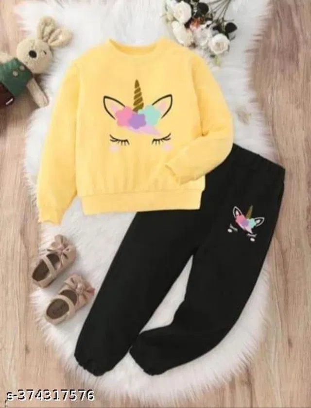 Cotton Clothing Set for Kids (Yellow & Black, 2-3 Years)