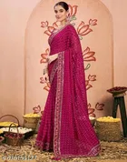 Chanderi Silk Embellished Saree For Women, Maroon