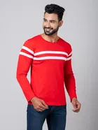 Cotton Blend Round Neck T-shirt for Men, Red 