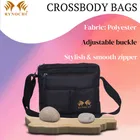 Polyester Small Messenger Crossbody Bag for Men (Black, 12 inches)
