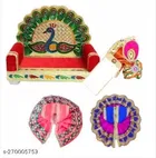 Laddu Gopal Singhasan with Poshak and Mukut, Pack of 4 