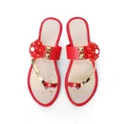 Zakozee Flats for Women (Red & Gold, 6)