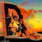 Satin Hanuman Ji Flag, Orange, 30x40 inches