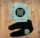 Hosiery Cotton Full Sleeves T-Shirt with Pant Clothing Set for Kids 