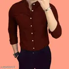 Cotton Blend Solid Shirt for Men, Maroon 