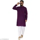 Cotton Blend Solid Kurta with Pyjama for Men 