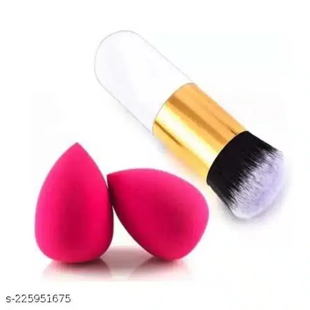 2 Pcs Makeup Blender Puffs with Foundation Brush (Set of 2)