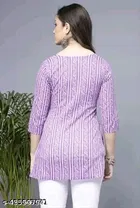Cotton Striped Short Kurti for Women, Lavender 