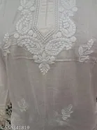 Cotton Chikankari Short Kurti for Women, White 