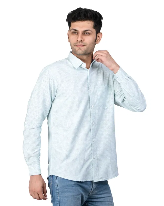 Poly Cotton Full Sleeves Solid Shirt for Men (White, S)
