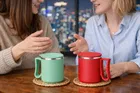 Stainless Steel Coffe Mug, Green & Red , Pack of 2 