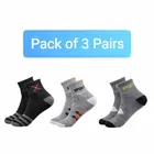 Ankle Length Cotton Blend Socks for Mens ,Multicolor, Pack of 3
