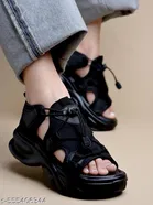 Shoetopia Solid Mesh Platform Sandals 