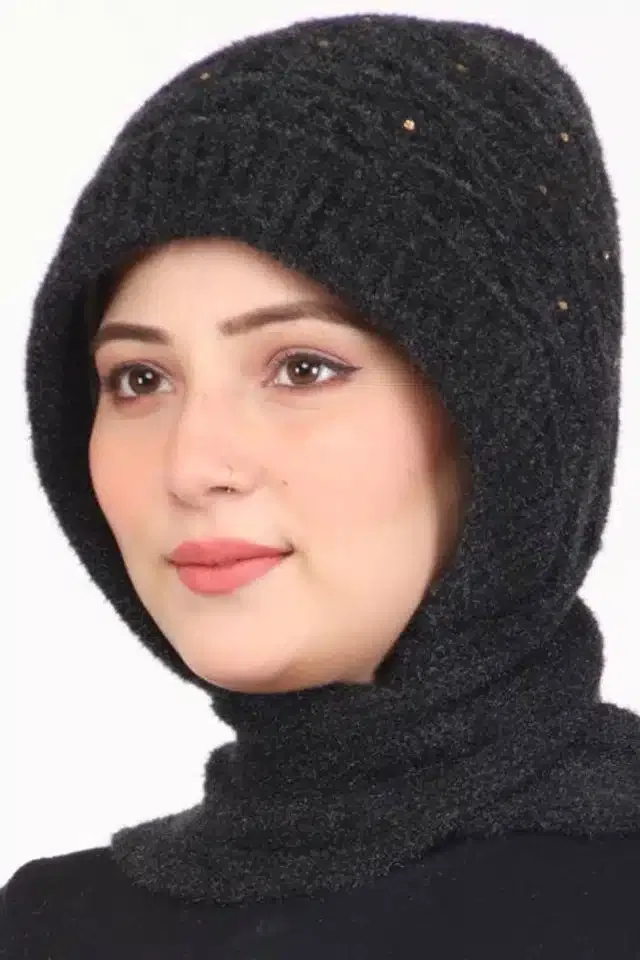 Woolen Scarf for Women (Black)