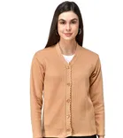 Woolen V-Neck Cardigan Full Sleeve Button-Up Winter Sweater 
