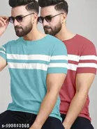Cotton Blend T-shirt for Men, Multicolour, Pack of 2 