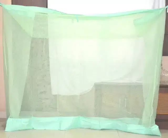Polyester Single Bed Mosquito Net (Green, 6x3 feet)
