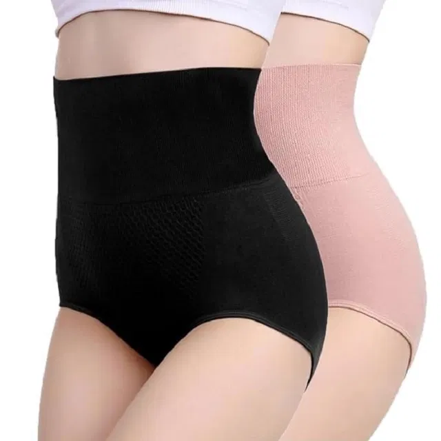Cotton Blend High Waist Tummy Tucker Briefs for Women (Multicolor, Free Size) (Pack of 2)