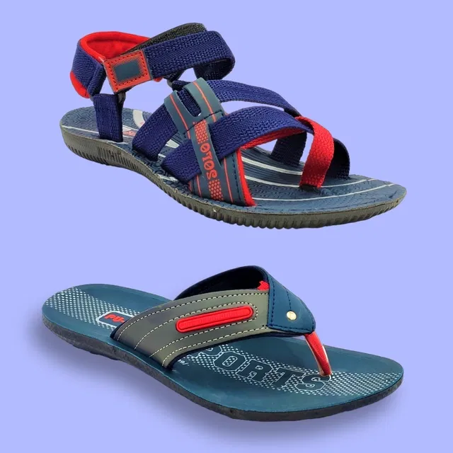 Slipper with Sandals for Men (Multicolor, 10) (Pack of 2)