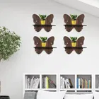 KC Arts MDF Butterfly Wall Hanging Shelves 6x6 inch Pack of 4