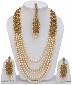 Elegant Pearl And Beads Jewellery Set