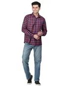 Cotton Blend Full Sleeves Chequered Shirt for Men 