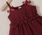 Cotton Blend Solid Dress for Girls 