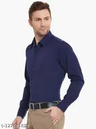 Cotton Blend Solid Full Sleeves Shirt for Men 