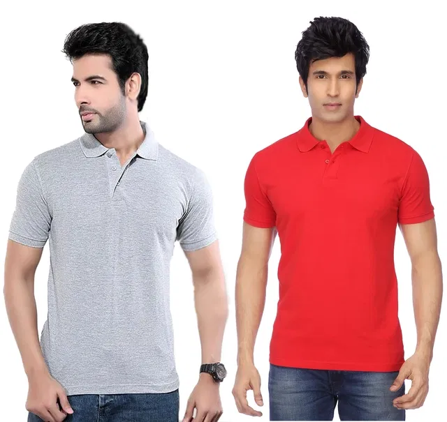 Solid Polo T-shirt for Men, Pack of 4 (Multicolor, L)