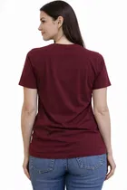 Cotton Blend T-shirt for Women, Maroon & Green, Pack of 2 