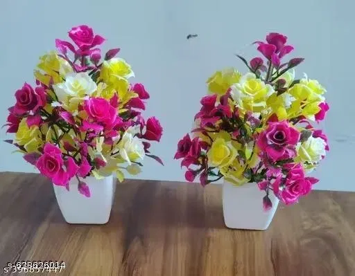 Plastic Artificial Flowers, Multioclor, Pack of 2