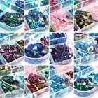 12 Colors Nail Glitter Sequins Nail Decorations, Multicolor, Set of 1