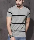 Fancy Micro Striped Half Sleeves T-Shirt For Men 