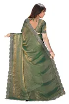 Satin Solid Saree for Women, Sea Green 