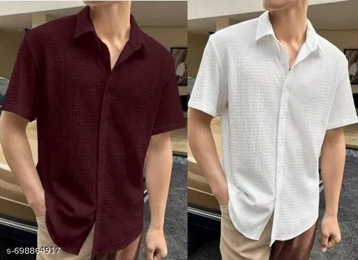 Casual Shirts for Men, Pack of 2 (White, XL)