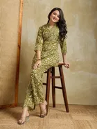 Cotton Rayon Printed Kurta with Pant for Women 