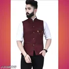 Cotton Slub Ethnic Jacket for Men (Maroon, M)