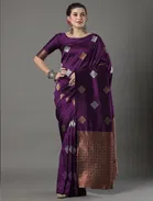 Jacqard Zari Saree for Women (Wine, 6.3 m)