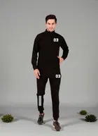Polyester Printed Tracksuit for Men, Black 