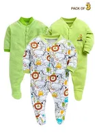 Hosiery Cotton Printed Rompers for Kids, Pack of 3, Multicolor 