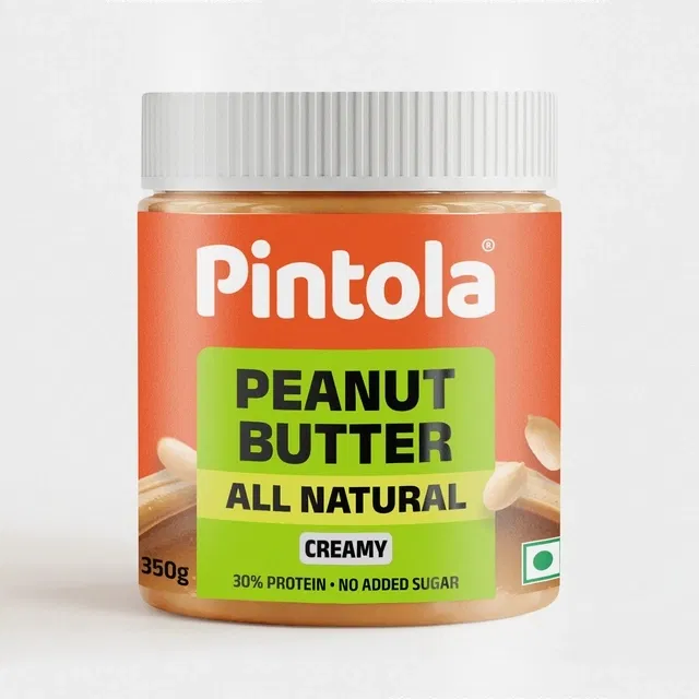Pintola Peanut Butter Creamy, All Natural, Unsweetened 350 g